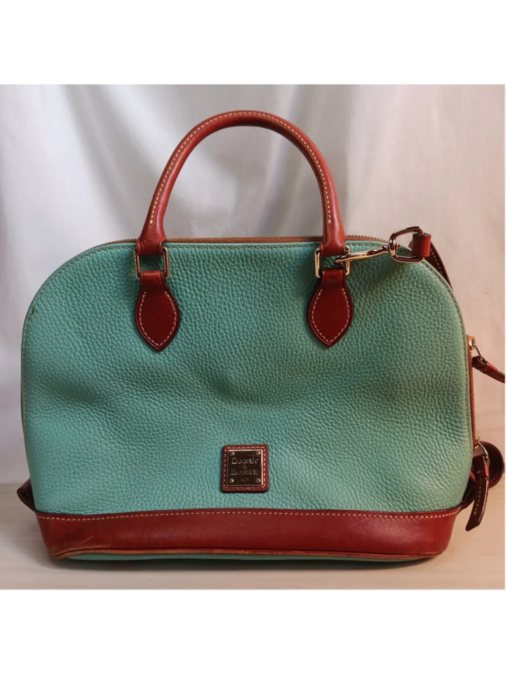 Dooney & Bourke Zip Zip Satchel Bag Leather Turquoise/ Tiffany Blue/ Mint Green